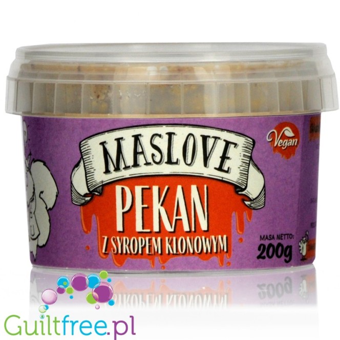 Maslove Pecan & Maple Nut Butter, smoooth baked pecan spread with 5% maple syrup