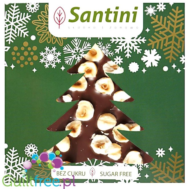Santini Christmas - ciemna czekolada z ksylitolem i orzechami laskowymi 80g