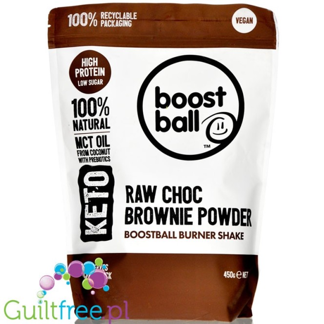 Boostball Burn Shake Raw Choc Brownie - wegański keto koktajl z MCT i prebiotykiem