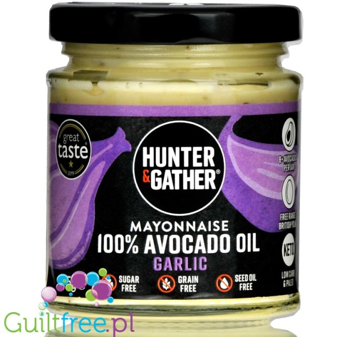 Hunter & Gather Garlic Avocado Mayo - czosnkowy keto majonez z awokado, 4 składnikowy