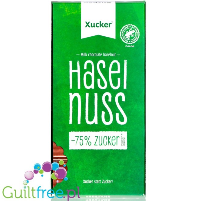 Xucker Hazelnut - no added sugar milk chocolate with hazelnuts, sweetened with Finnish xylitol only