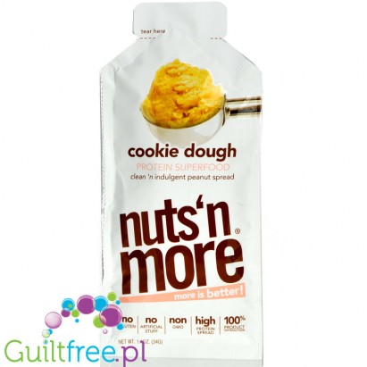 Nuts n More Cookie Dough Peanut Spread with Xylitol & WPI, squeeze tub