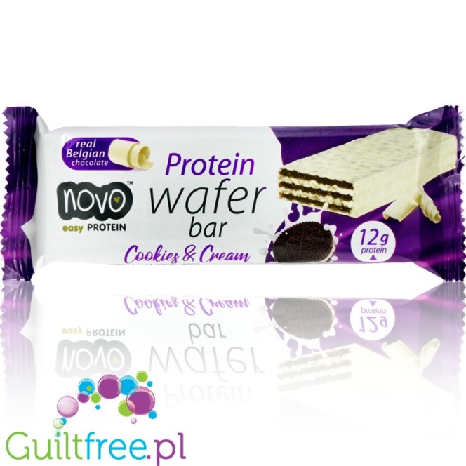 Novo Foods Wafer Cookies & Cream - wafelek proteinowy, Biała Czekolada & Ciasteczka Śmietankowe