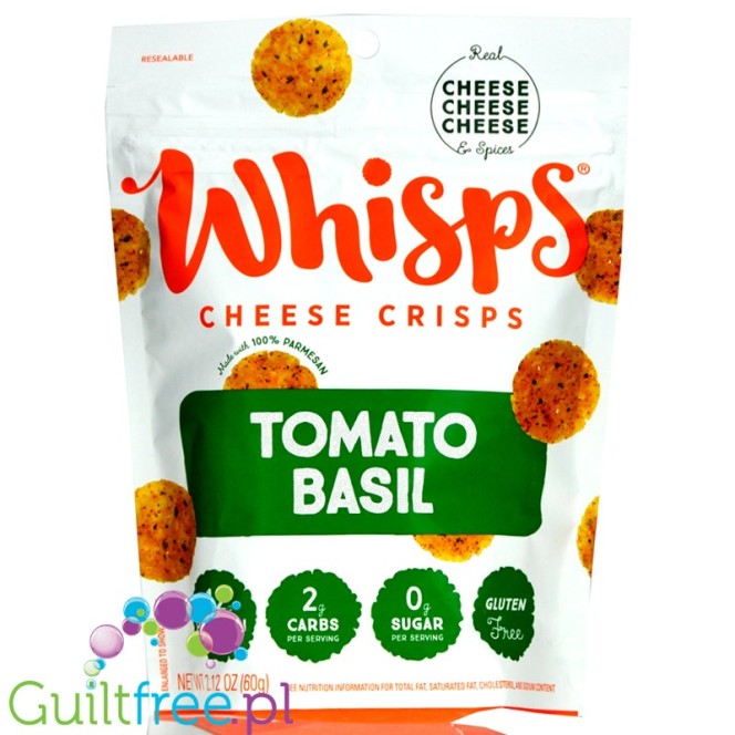 Cello Whisps Cheese Crisps, Tomato Basil- keto chrupaki parmezanowe z suszonymi pomidorami