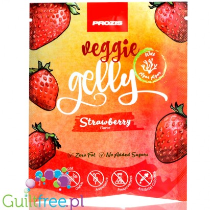 Prozis Veggie Gelly Agar-Agar Strawberry - wegańska galaretka bez cukru i żelatyny, Truskawka