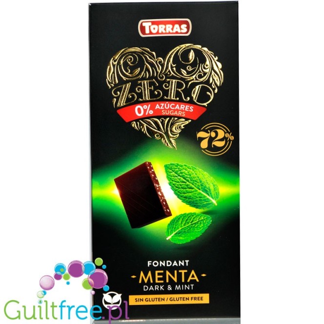 Torras Zero Menta - czekolada gorzka 72% bez dodatku cukru, z liśćmi mięty