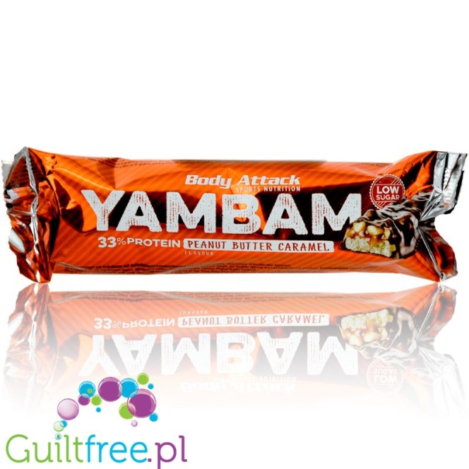 YamBam Peanut Butter Caramel - baton białkowy 33g białka