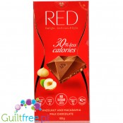 RED Delight mleczna czekolada z orzechami laskowymi i macadamia bez dodatku cukru, 30% mniej kalorii