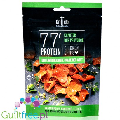 Grillido Chicken Chips Herbes Provence - 77% białka, ziołowe kruche chipsy z kurczaka