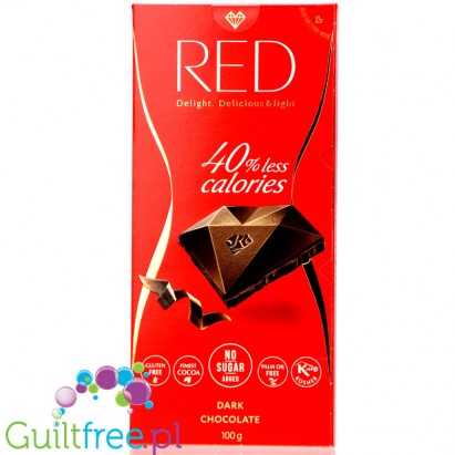 RED Chocolette no sugar added dark chocolate, 45% less calories
