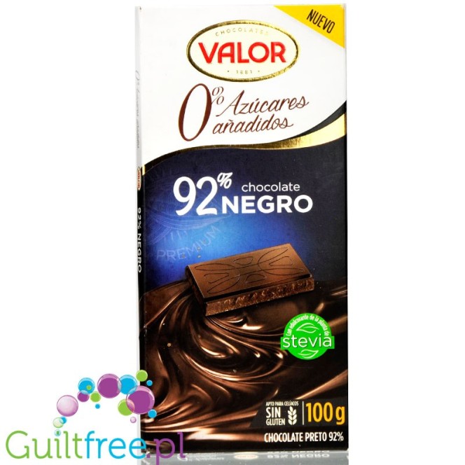 Valor Negro - gorzka czekolada 92% kakao, bez cukru ze stewią