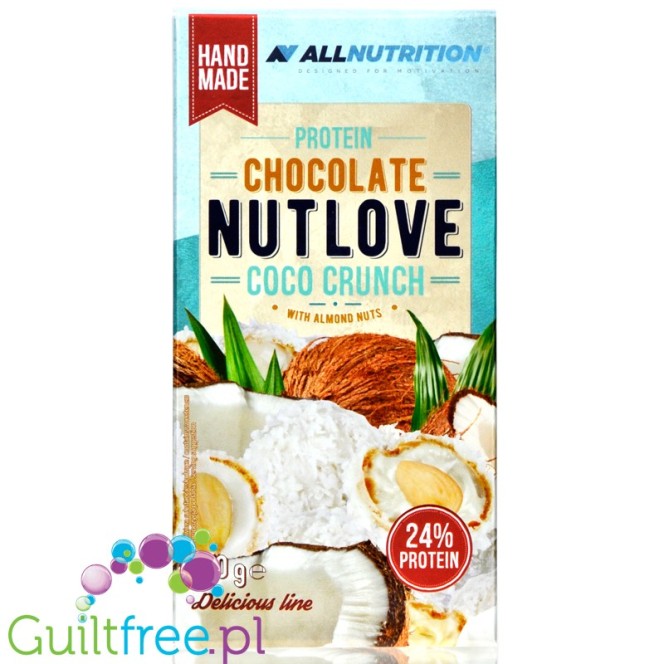 AllNutrition Protein Chocolate Nutlove Coco Crunch - biała czekolada białkowa z nadzieniem kokosowym, bez cukru