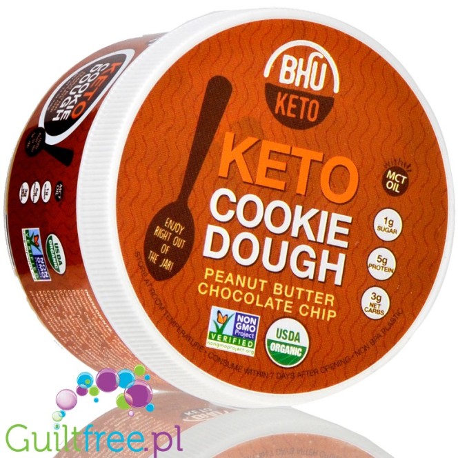 Bhu Foods Keto Cookie Dough Peanut Butter Chocolate Chip - keto masa ciasteczkowa, wegańska, organiczna, bez cukru i glutenu