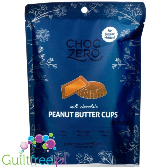 Choc Zero Peanut Butter Cups, Milk Chocolate - keto miseczki z ciemnej czekolady z masłem orzechowym