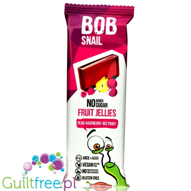 Bob Snail Jellies Pear, Raspberry & Beetroot 38g - wegańskie batony bez dodatku cukru Gruszka, Malina & Burak
