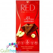 RED Delight Apple & Hazelnut - mleczna czekolada z orzechami laskowymi i jabłkami bez dodatku cukru, 30% mniej kalorii