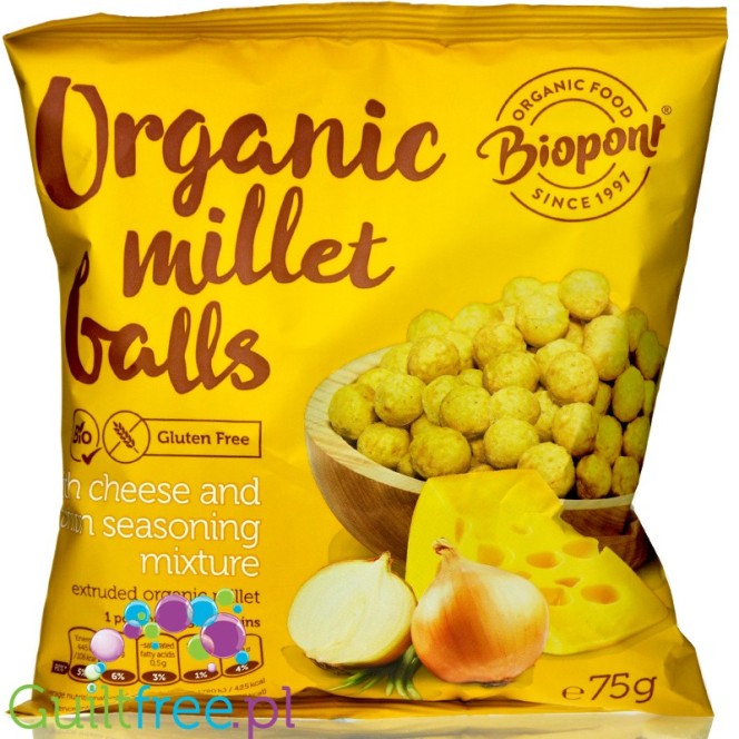 Biopont Cheddar & Onion Millet Balls - ekspandowane chrupki jaglane serowo-cebulowe