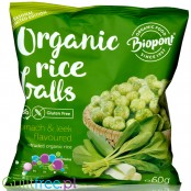 Biopont Spinach & Leek Rice Balls - ekspandowane chrupki ryżowe z czosnkiem i porem