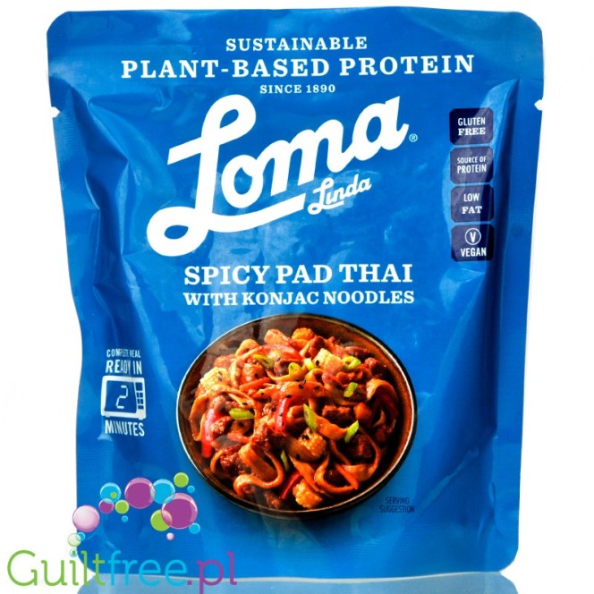 Loma Linda Pad Thai ready to eat diet plant-based spicy meal with konjac noodles 139kcal