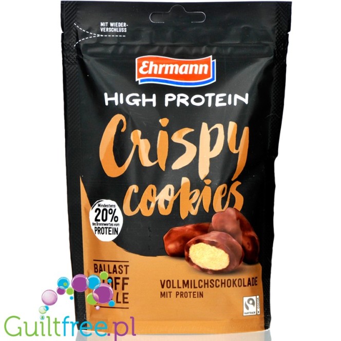 Ehrmann Protein Crispy Vollmilchschokolade Cookies - biszkopciki w proteinowej mlecznej czekoladzie