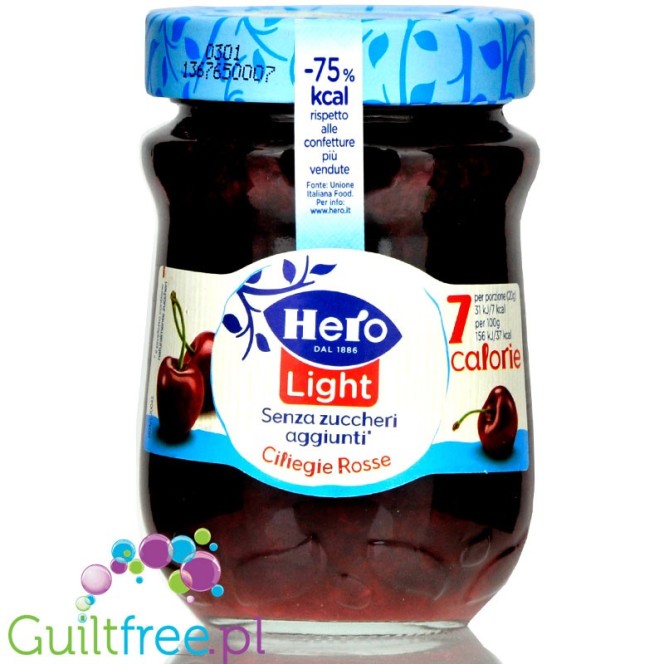 Hero Light Red Cherry 37kcal - niskokaloryczny dżem wiśniowy bez cukru