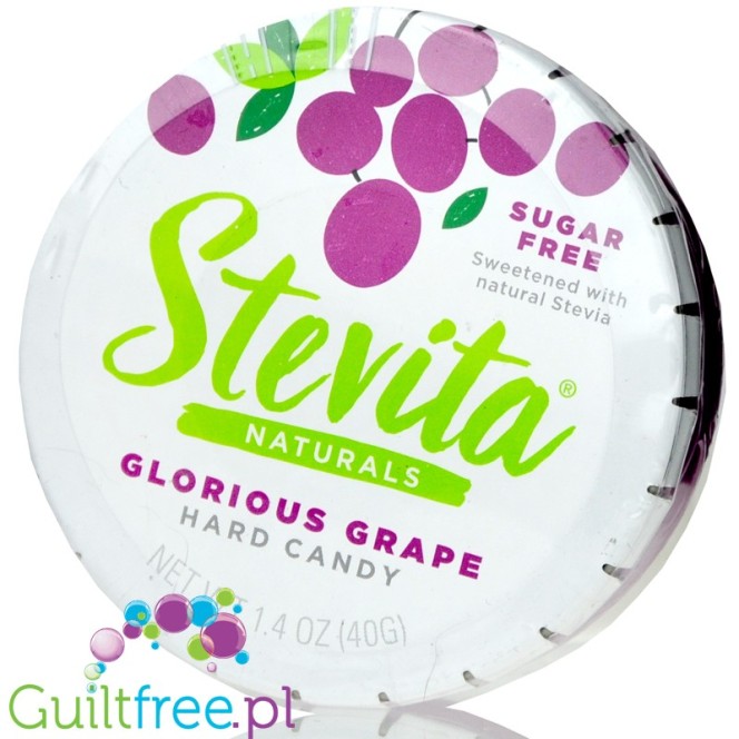 Stevita Stevia Glorious Grape cukierki pudrowe bez cukru, Winogrona