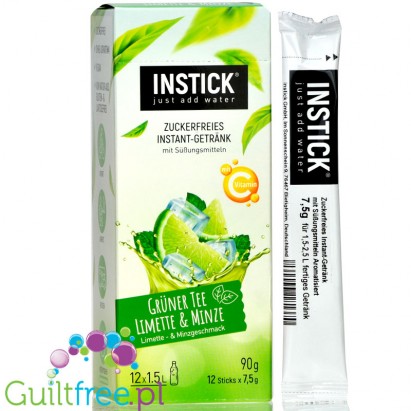 InStick Green Tea Lime & Mint - rozpuszczalna saszetka smakowa do napoi bez cukru, Zielona Herbata & Mięta
