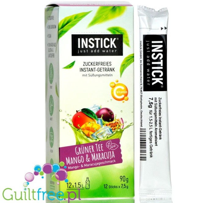 InStick Green Tea Mango & Passionfruit - saszetka smakowa instant do napoi bez cukrunZielona Herbata, Mango & Marakuja