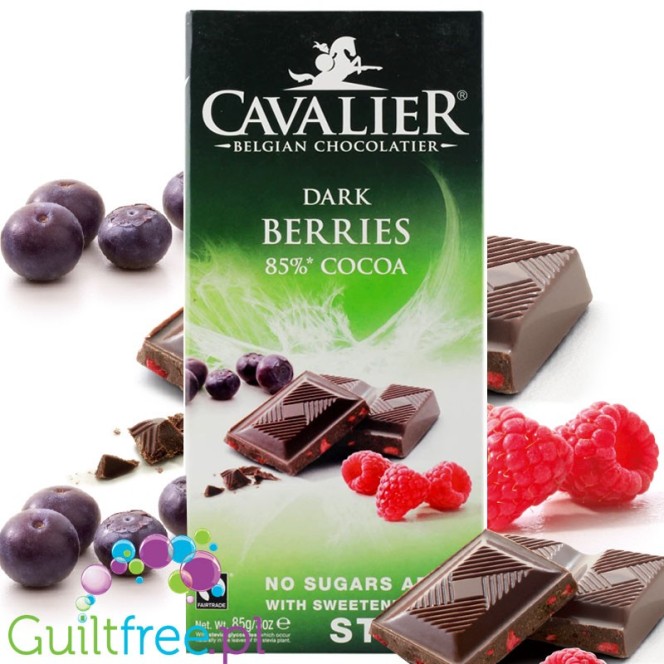 Cavalier Stevia Dark Chocolate Berries - czekolada deserowa bez dodatku cukru z owocami leśnymi