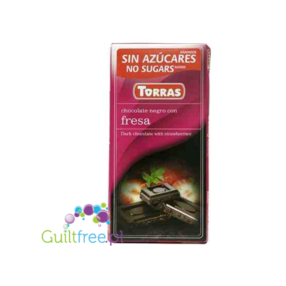 Torras ark chocolate with no added sugar, strawberry pieces