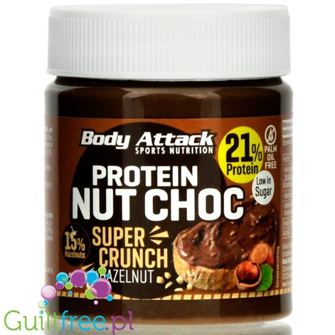 Body Attack Protein Nut Choc Super Crunch - białkowy krem czekoladowy bez cukru i oleju palmowego