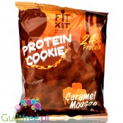 FitKit Protein Cookie Caramel Mousse - ciastko proteinowe bez cukru w polewie czekoladowej