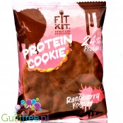 FitKit Protein Cookie Raspberry Yogurt - ciastko proteinowe bez cukru w polewie czekoladowej