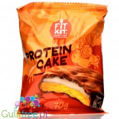 FitKit Protein Cake Peanut Paste - grube ciastko proteinowe z nadzieniem soufflé w polewie czekoladowej bez cukru