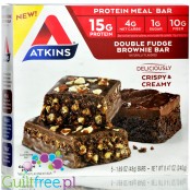 Atkins Meal Double Fudge Brownie - niskocukrowy baton 1g cukru, pudełko x 5 batonów