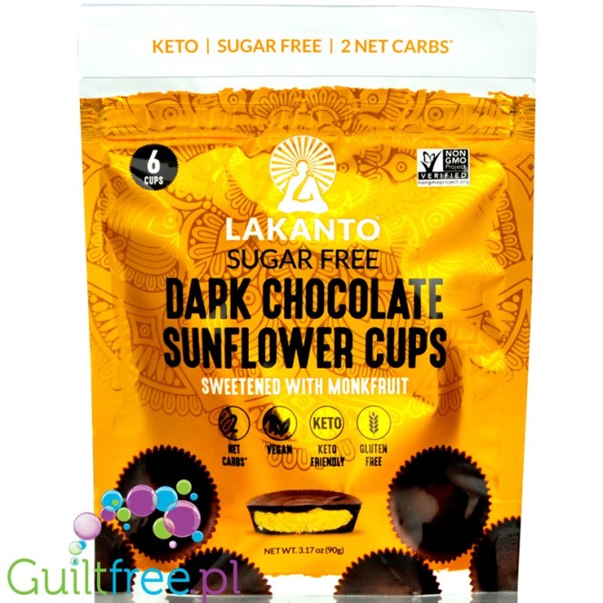 Lakanto Dark Chocolate Sunflower Cups - keto miseczki z ciemnej czekolady z masłem słonecznikowym