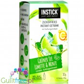InStick Green Tea Lime & Mint - rozpuszczalna saszetka smakowa do napoi bez cukru, Zielona Herbata & Mięta, 12 saszetek na 0,5L