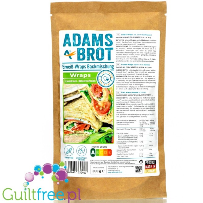 Adam's Wraps - keto wrapy proteinowe 2g węglowodanów & 33g białka, mix do wypieku
