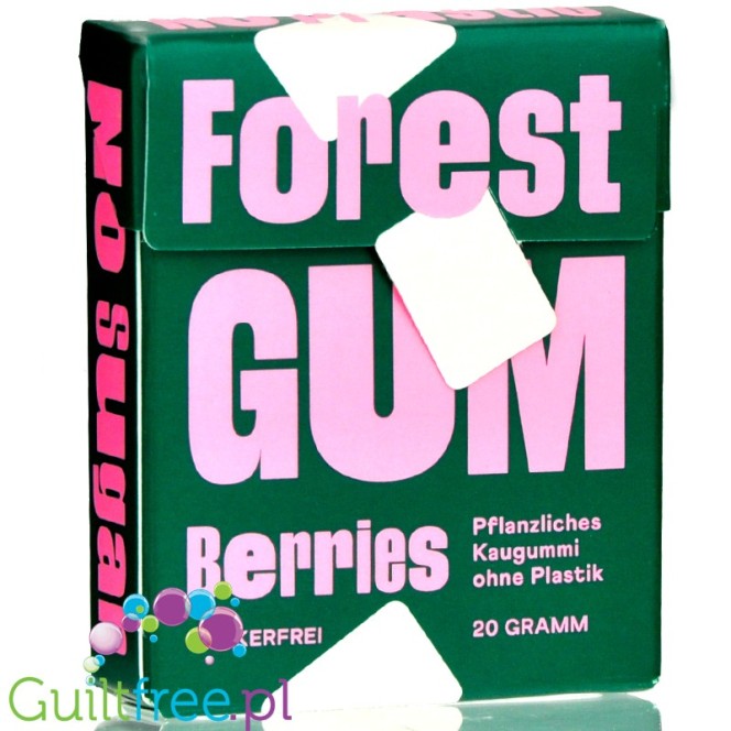Forest Gum X - vegan sugar-free chewing gum with xylitol and stevia, no plastic