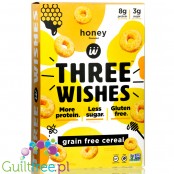Three Wishes Grain Free Cereal, Honey - niskowęglowodanowe płatki śniadaniowe bez glutenu, z monk fruit