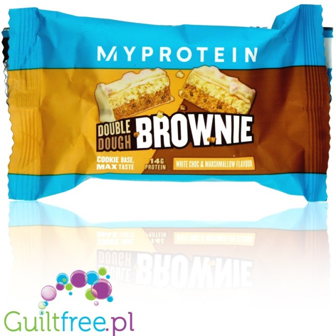 MyProtein Double Dough Brownie White Chocolate & Marshmallow - ciastko białkowe z białą czekoladą, karmelem i marshmallow