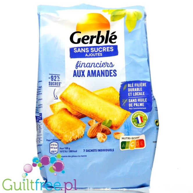 Gerblé Financier aux Amandes - kruche ciastka migdałowe bez dodatku cukru i bez oleju palmowego