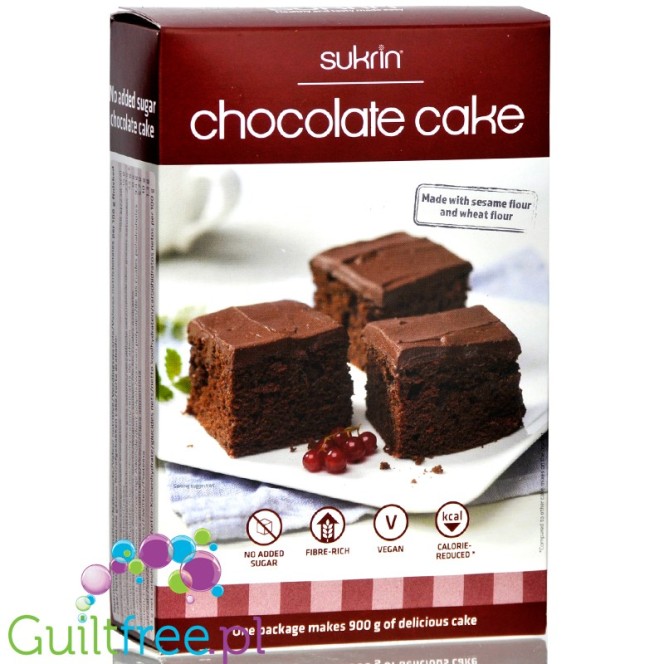 Sukrin Chocolate Cake - czekoladowe ciasto bez cukru, mieszanka do wypieku