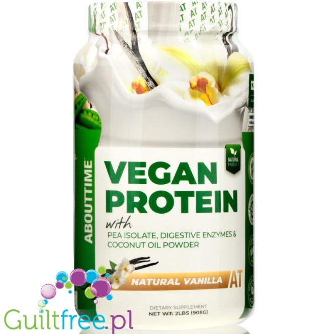 About Time Vegan Isolate, Vanilla - wegańska odzywka białkowa, izolat białka grochu z enzymami i MCT