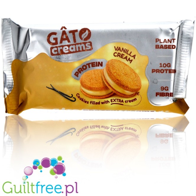 GATO Protein 'n' Cream Vanilla Cream - wegańskie markizy proteinowe z kremem,10g białka, Krem Waniliowy