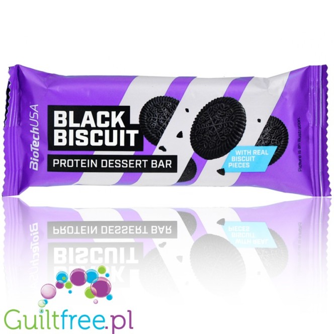 BioTech Dessert Bar Black Biscuit - bezglutenowy baton proteinowy z kawałkami ciasteczek