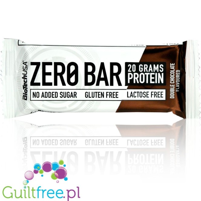 Biotech Zero Bar Double Chocolate protein bar free from lactose