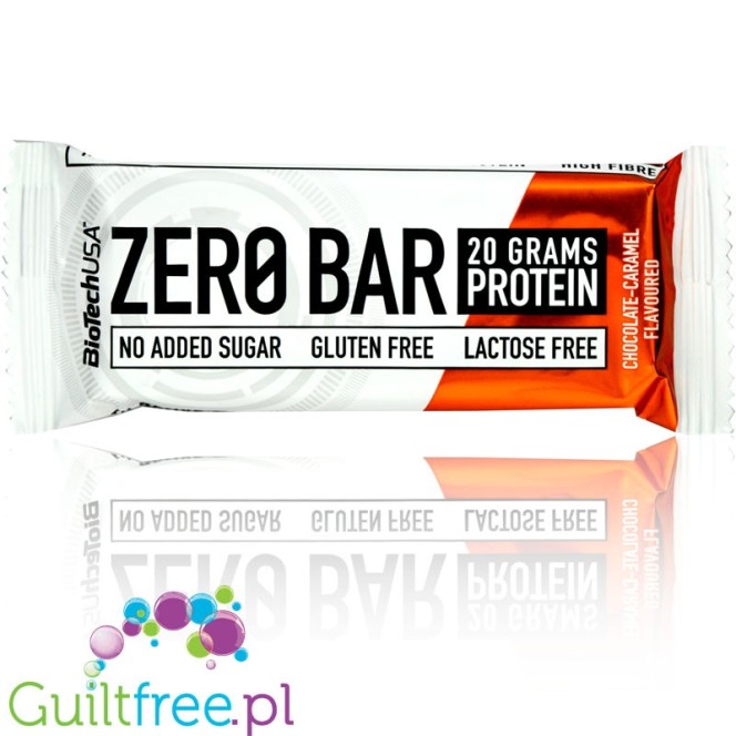 Biotech Zero Bar Chocolate Caramel protein bar free from lactose