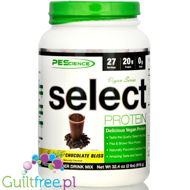 PES Select Protein Vegan, Chocolate Bliss - wegańska odżywka proteinowa bez soi i cukru, 20g białka & 110kcal