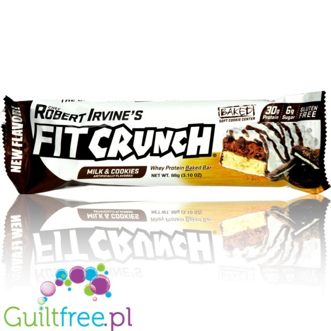 Fit Crunch Milk & Cookies - giga baton 30g białka, 6 warstw, Ciasteczko & Biała Czekolada